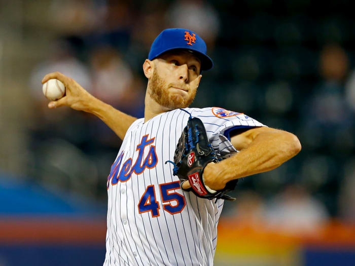 Sep 10, 2019; New York City, NY, USA; New York Mets starting pitcher Zack Wheeler (45) pitches in the first inning against the Arizona Diamondbacks at Citi Field. Mandatory Credit: Noah K. Murray-USA TODAY Sports
